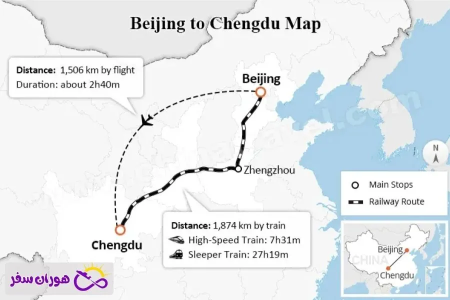 فاصله پکن تا چنگدو